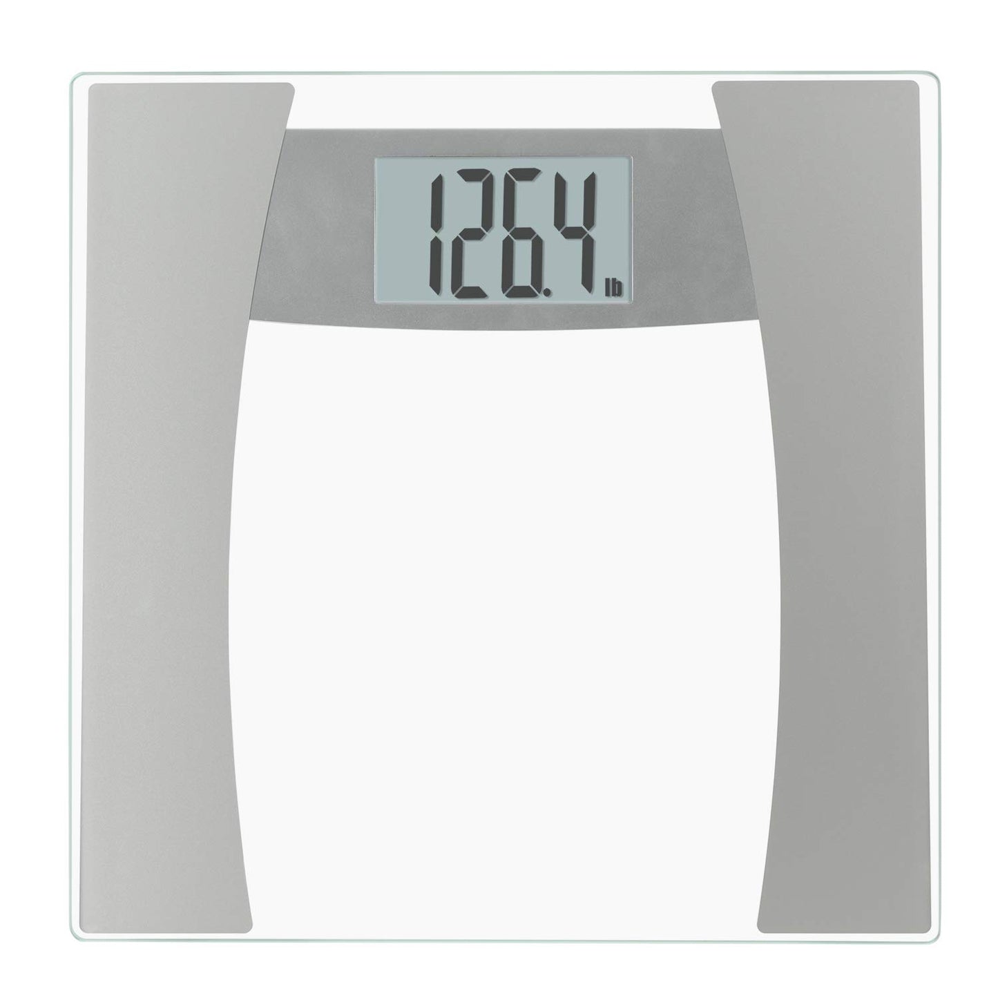 InstaTrack Báscula digital de baño para peso corporal, capacidad de hasta 400 libras, medidas de alta precisión, baterías incluidas, plata