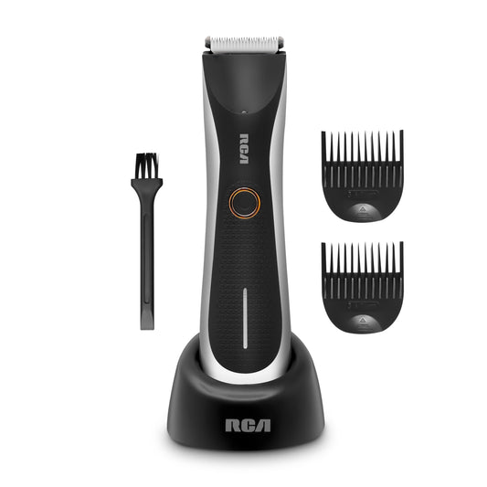 Rasuradora Eléctrica RCA RC-TR1 Negro con Cuchillas de Cerámica y Luz LED para Barba, Cabello y Cuerpo, Resistente al Agua, Carga USB, 2 Velocidades para Hombre