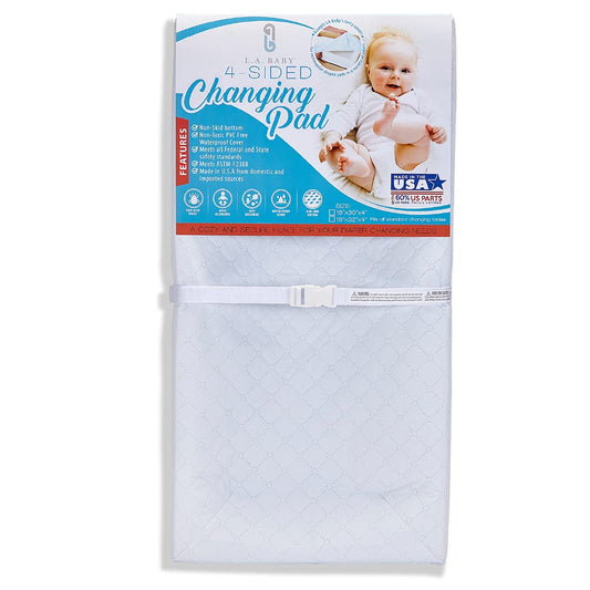 LA Baby 4 Sided Changing Pad, White, 32"