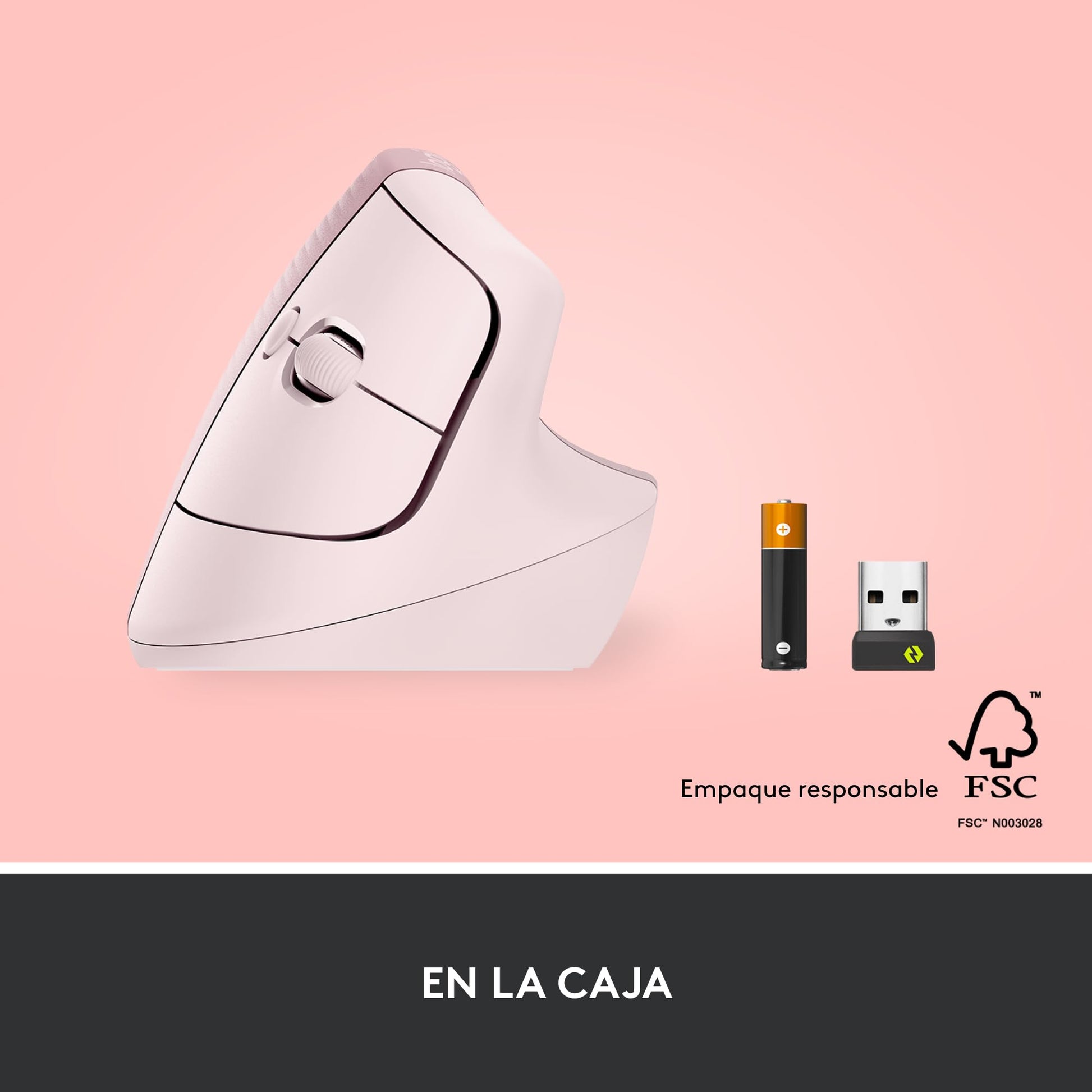 Logitech Lift Mouse Ergonómico Vertical, Inalámbrico, Bluetooth o Receptor Logi Bolt USB, clics Silenciosos, 4 Botones, Compatible con Windows/macOS/iPadOS, Laptop, PC - Rosa