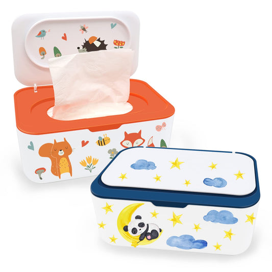 Dispensador de toallitas para bebé, soporte para toallitas de pañales con tapa, contenedor recargable con diseño de sellado, caja de almacenamiento para toallitas desechables para baño, mantiene las toallitas frescas, fácil de abrir y cerrar