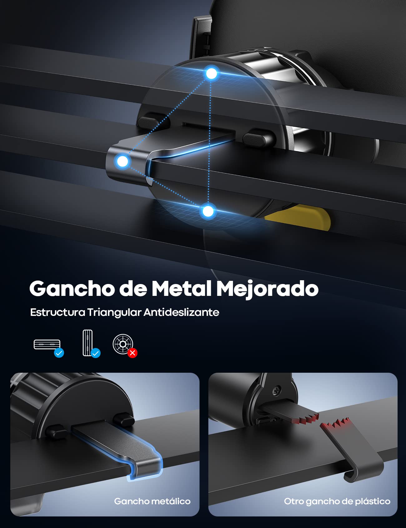 Lamicall Soporte Celular Auto, Porta Celular para Auto - [Clip Elástico Automático] Soporte para Celular Automovil, Porta Carro, Soporte Coche iPhone Smartphone Android Celular de 4 a 7 Pulgadas