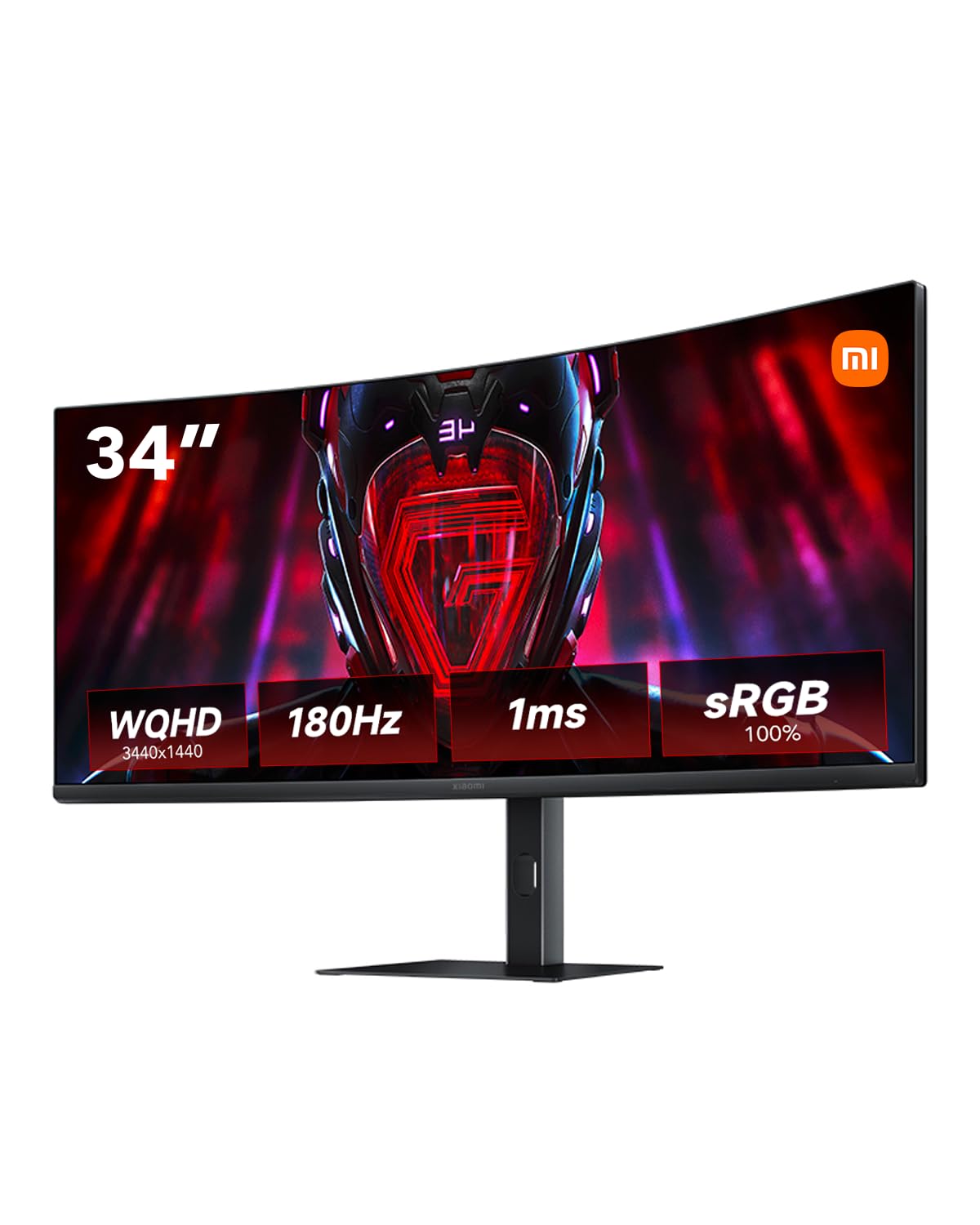 XIAOMI Curved Gaming Monitor G34WQi | 34" Panel VA WQHD (3440 * 1440) HDR 10 180Hz | Amplia Gama de Colores | Luz Led RGB Trasera | AMD Freesync Premium | 1ms MPRT | Altura Ajustable