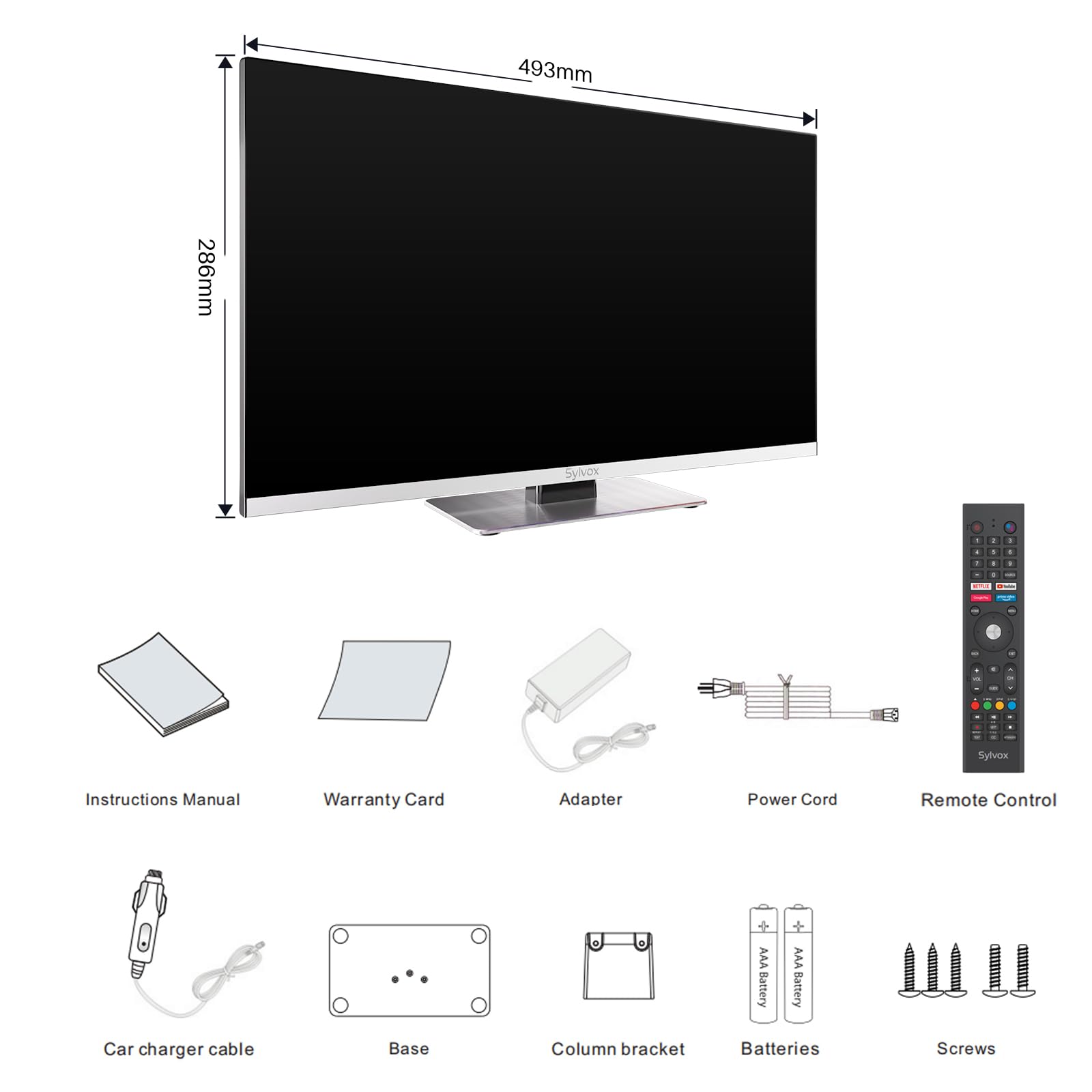 Combo TV Inteligente SYLVOX 22 Pulgadas FHD 1080P Impermeable con ARC, CEC y WiFi