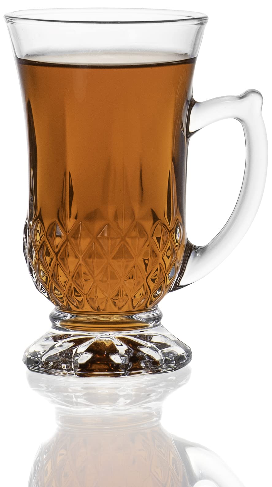 Juego de Tazas de Té de Vidrio Red Co. Transparente Clásico Diseño Grabado