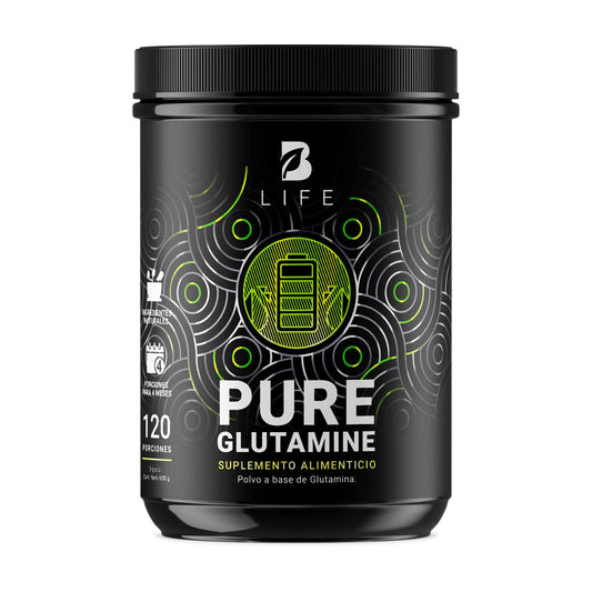 Glutamina Micronizada de 600g con 120 servicios. Ingredientes naturales. Pure Glutamine B Life.