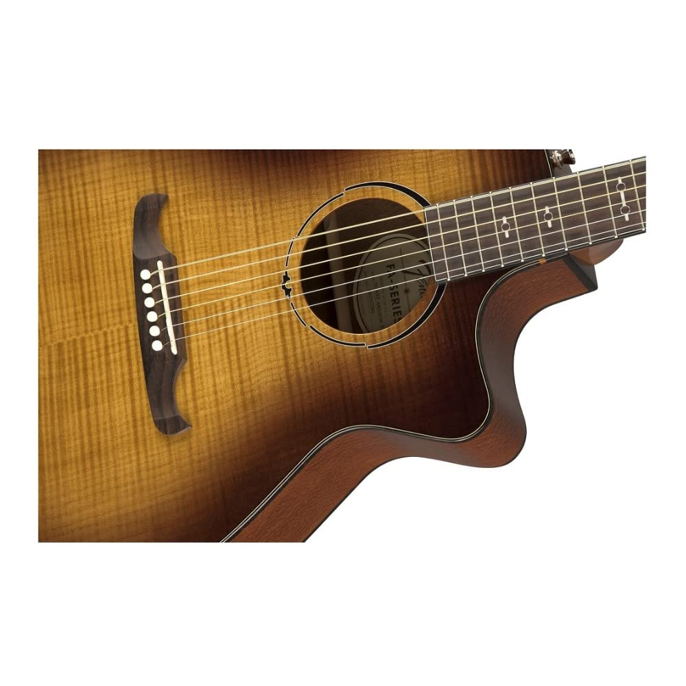 Fender FA-345CE Auditorium Cutaway Acoustic Guitar, with 2-Year Warranty, 3-Color Tea Burst