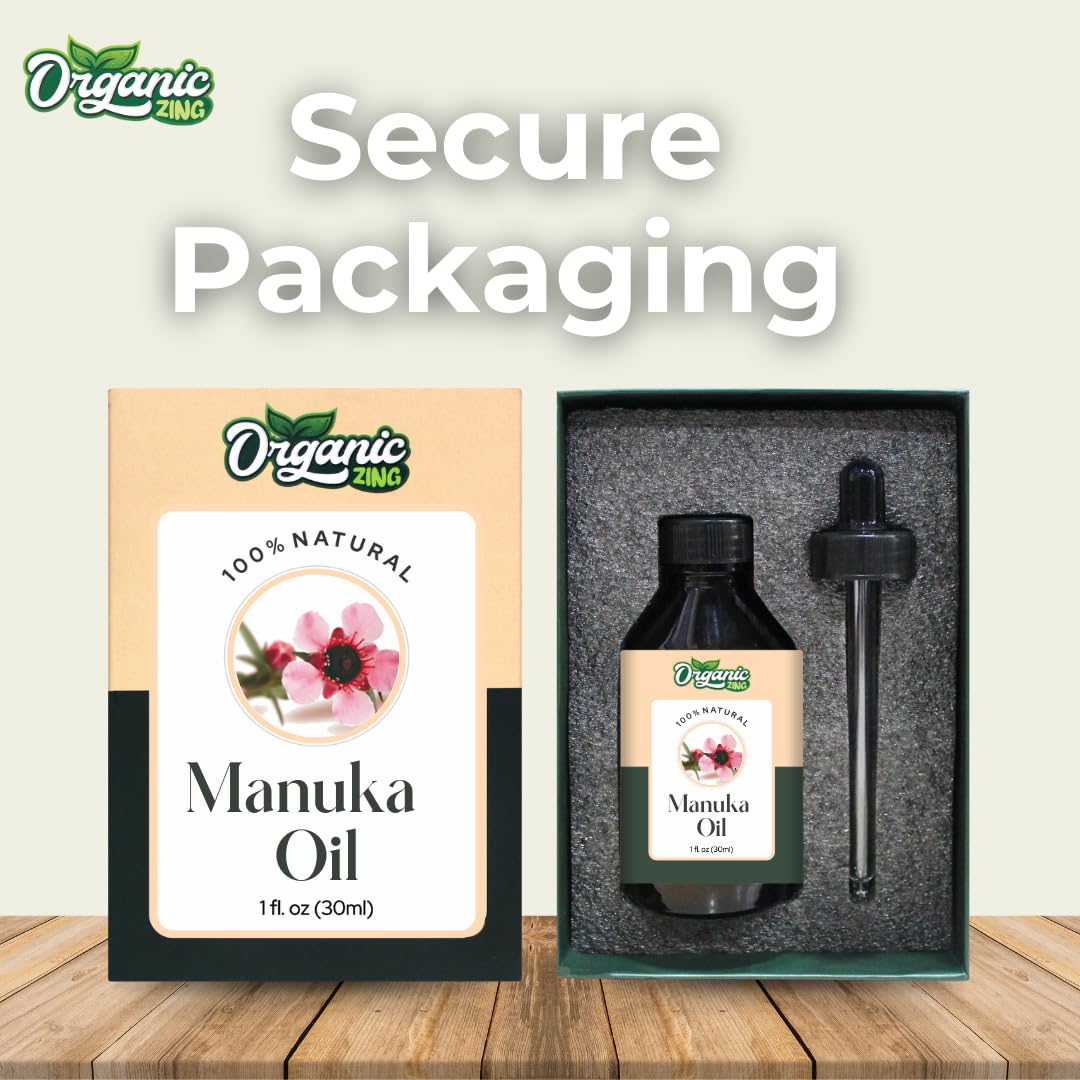 Organic Zing Manuka (Leptospermum scoparium) Oil | Pure & Natural Oil for Skin Care. Hair Care, Aroma & Diffusers- 30ml/1.01fl oz