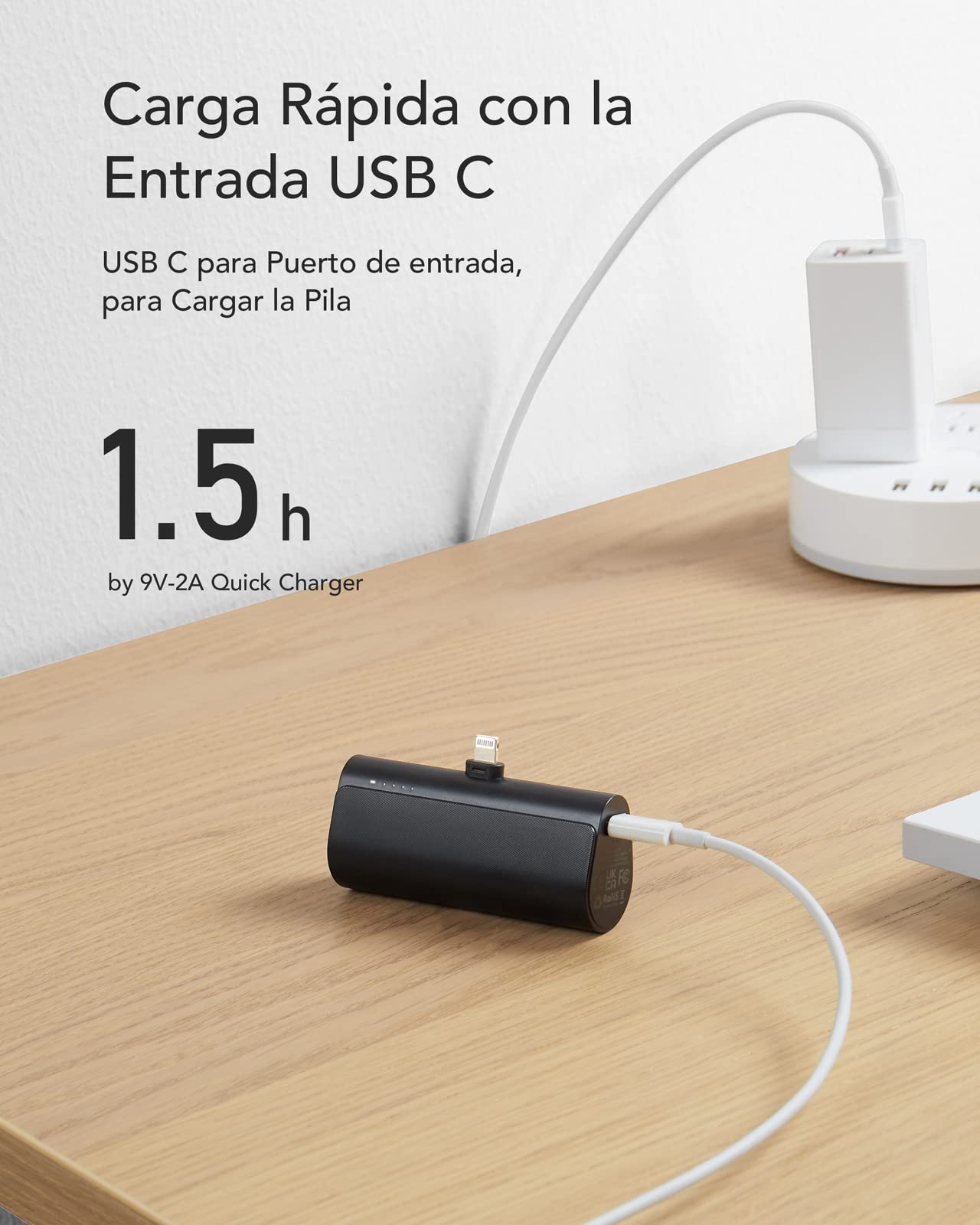 Batería Portátil MOFIT Blanca con Carga Rápida 5000 mAh para iPhone
