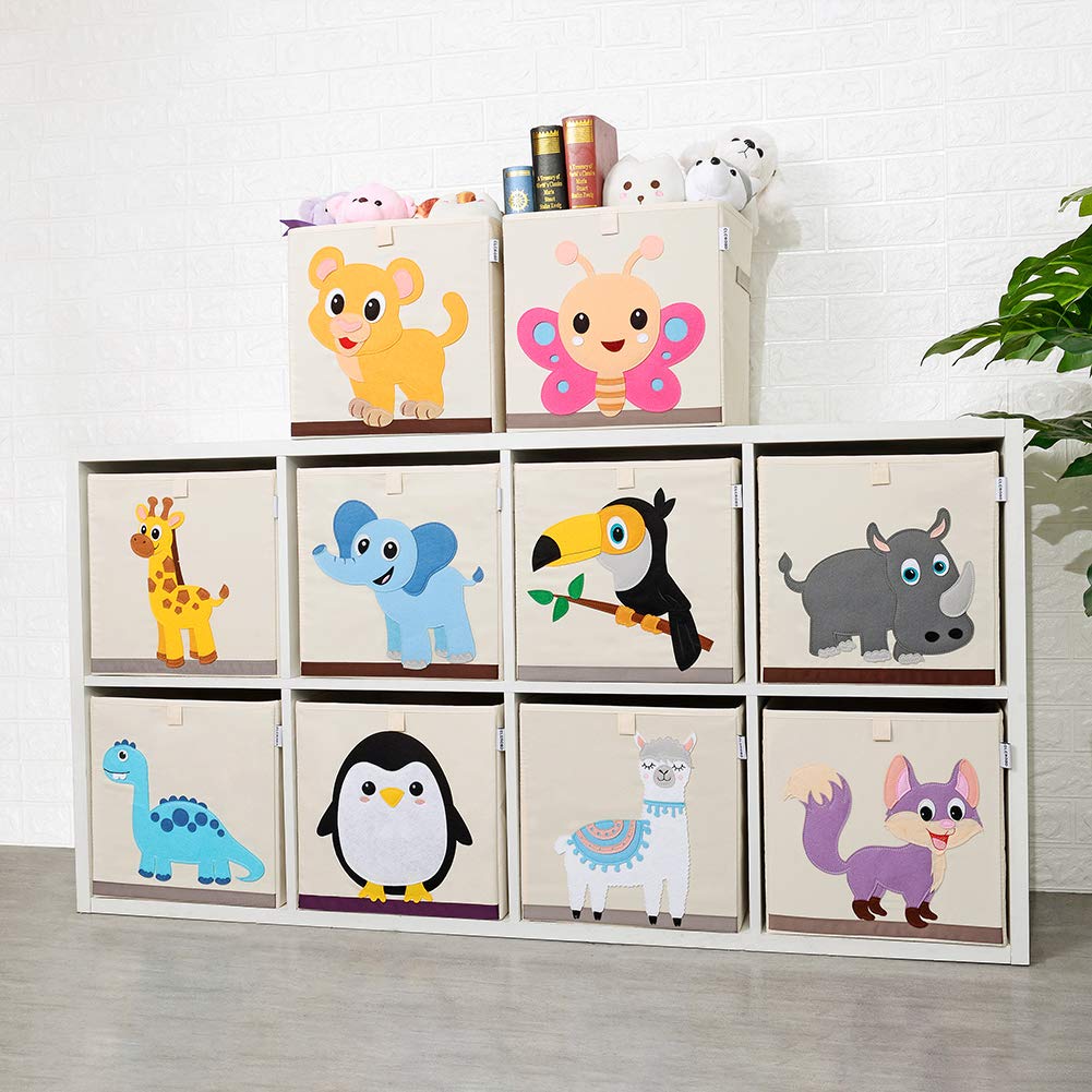 CLCROBD - Contenedores de almacenamiento de cubos de animales plegables de tela, caja/cofre/organizador de juguetes para guardería infantil, 33 cm (Mariposa)