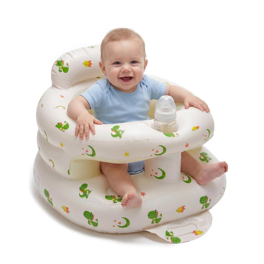 Asiento Inflable Circundante para Bebés de 3 a 36 Meses, Asiento Tipo Bumbo con Bomba de Aire Incorporada y Bandeja, Silla para Bebés Capaz de Soportar Peso (Dinosaurios)