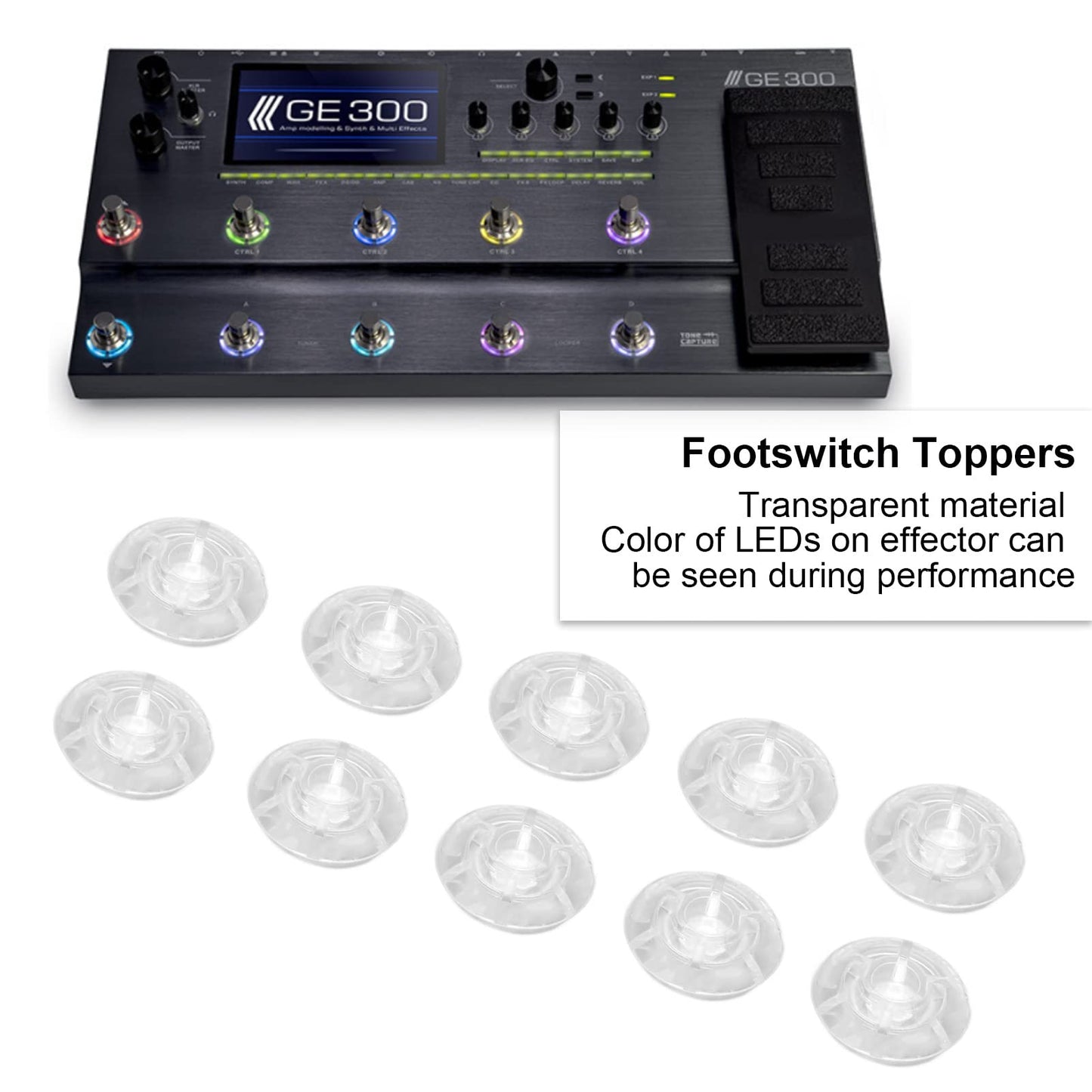 Pedal Toppers Universal transparente interruptor de pie cubierta de uñas plástico 10 Uds de moda para músicos para Pedal de efecto de guitarra