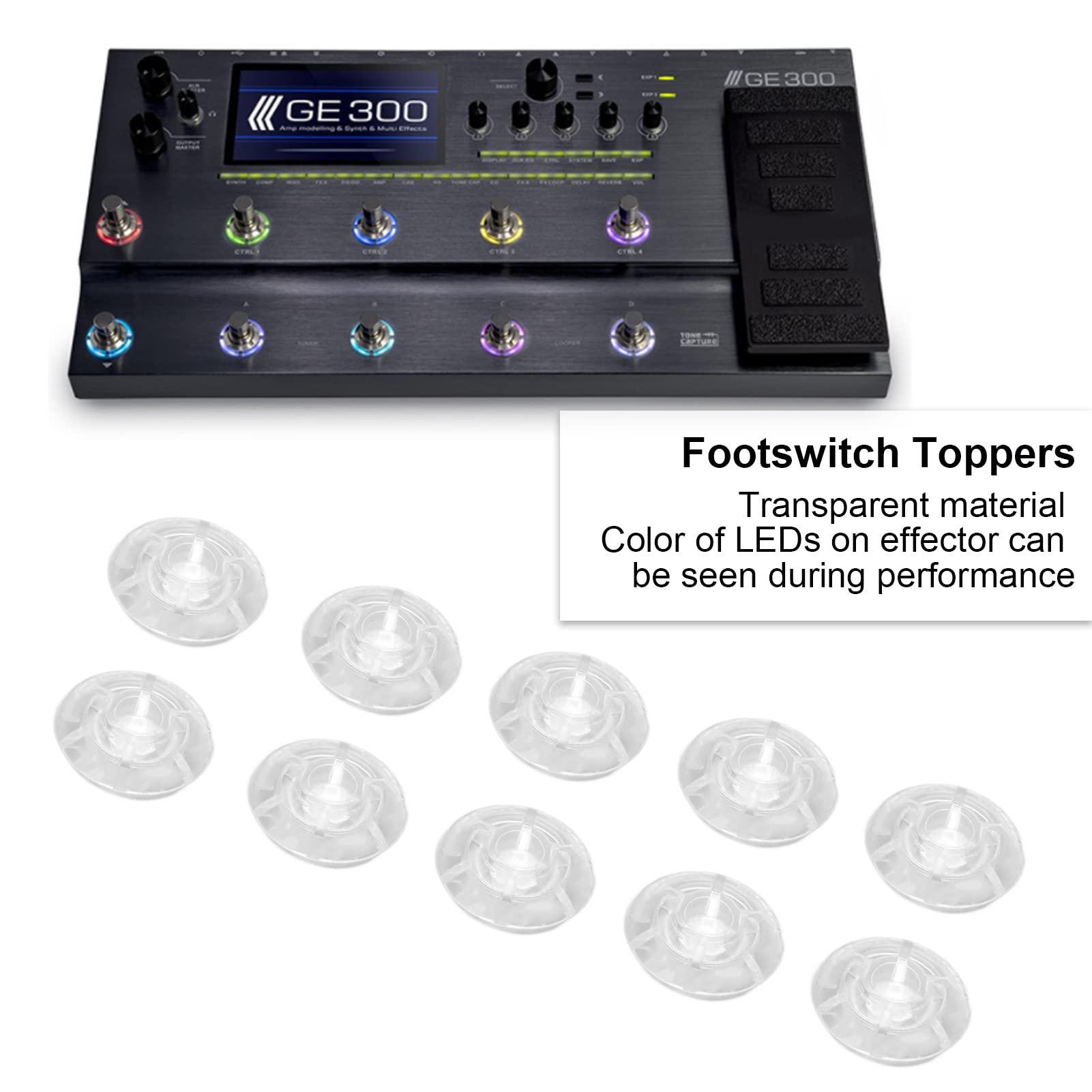 Pedal Toppers Universal transparente interruptor de pie cubierta de uñas plástico 10 Uds de moda para músicos para Pedal de efecto de guitarra