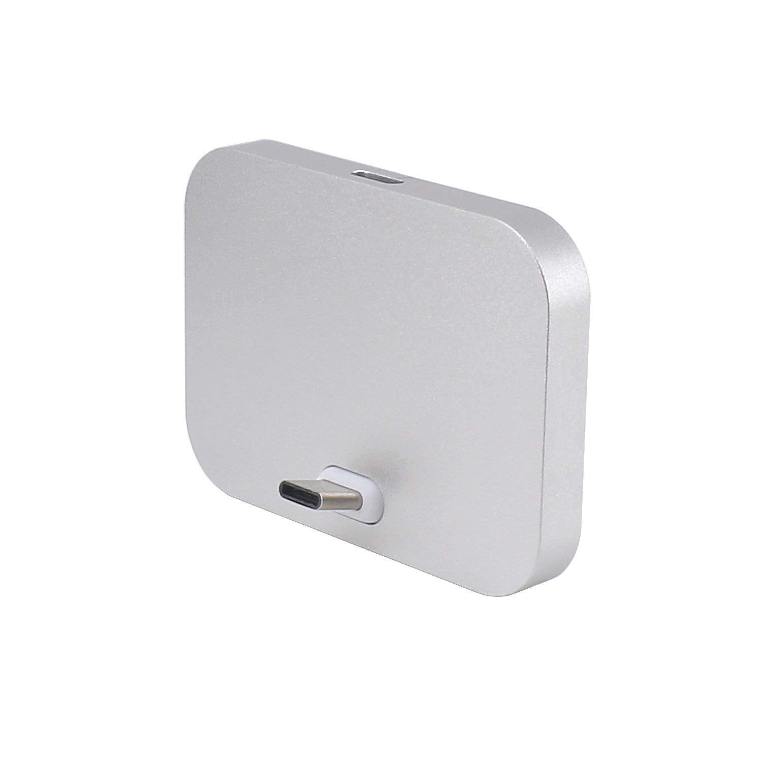 Base de Carga USB Tipo C Yeebline Plata Aleación de Aluminio Compatible con iPhone 15 Series, Nexus 6P/5X, OnePlus 3T/3/2 y Dispositivos USB-C