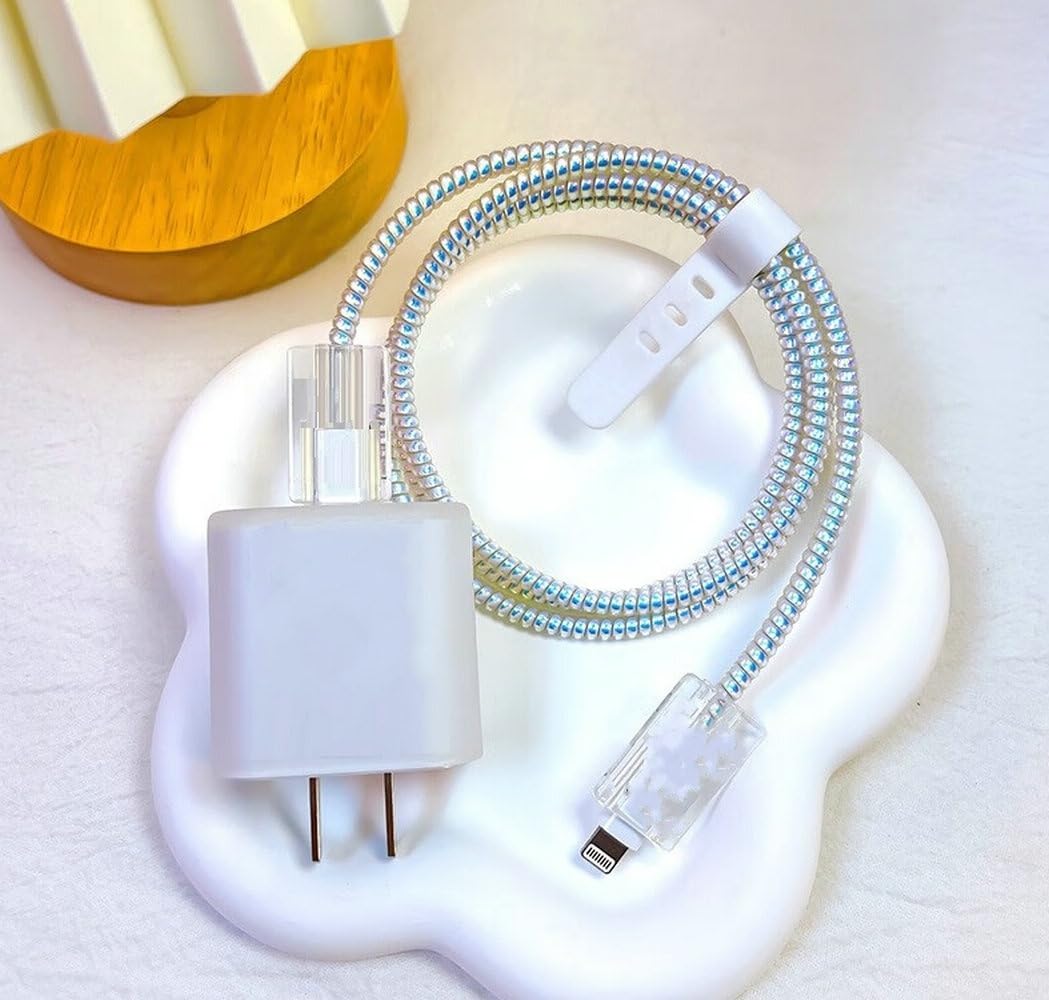 Funda Protectora USTIYA Transparente para Cable Cargador iPhone 11-16 Pro Max Plus 20W 18W