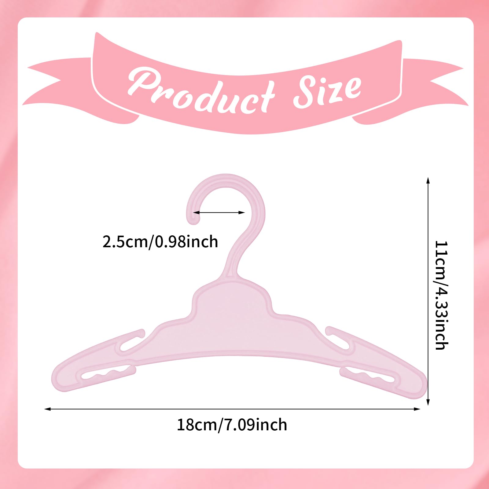XEQWZVFR - 60 perchas de ropa para muñecas de 18 pulgadas, color rosa, resistentes, sin curvas, antideslizantes, para colgar ropa, para ahorrar espacio, para niñas, muñecas, vestido, vestido, casa de