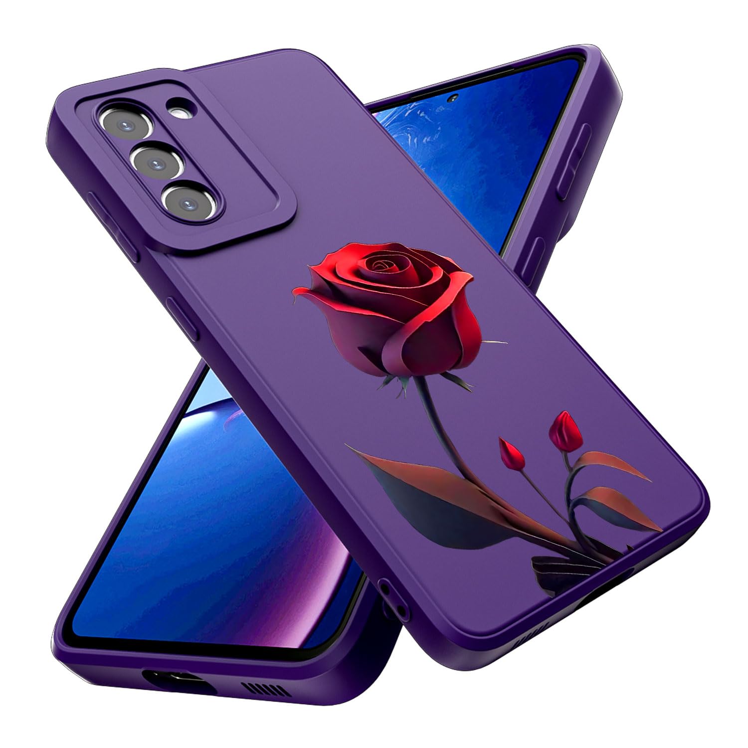 Threehao Funda para Samsung Galaxy S21 Plus Case Uso Rudo, Ultra Delgado Flexible Silicona Púrpura Carcasa con Aesthetic Dibujos Flores, Antigolpes Anti-arañazos Protectora