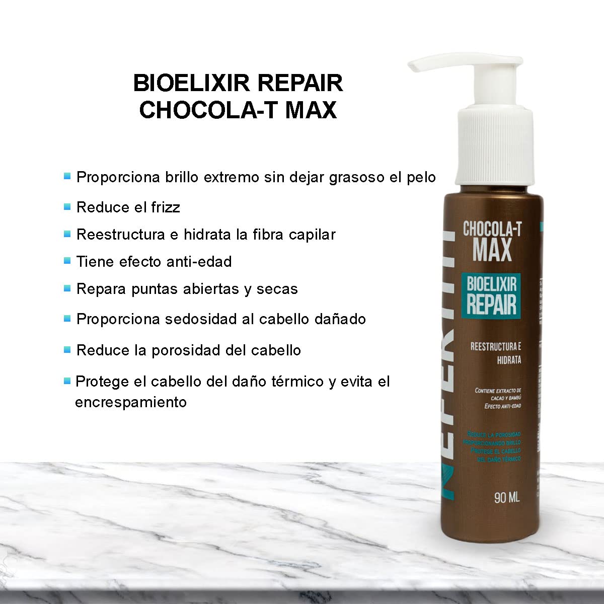 Kit Mascarilla Nefertiti Keratina y Bioelixir Chocola-T Max Tratamiento Capilar Severamente Dañado y Procesado