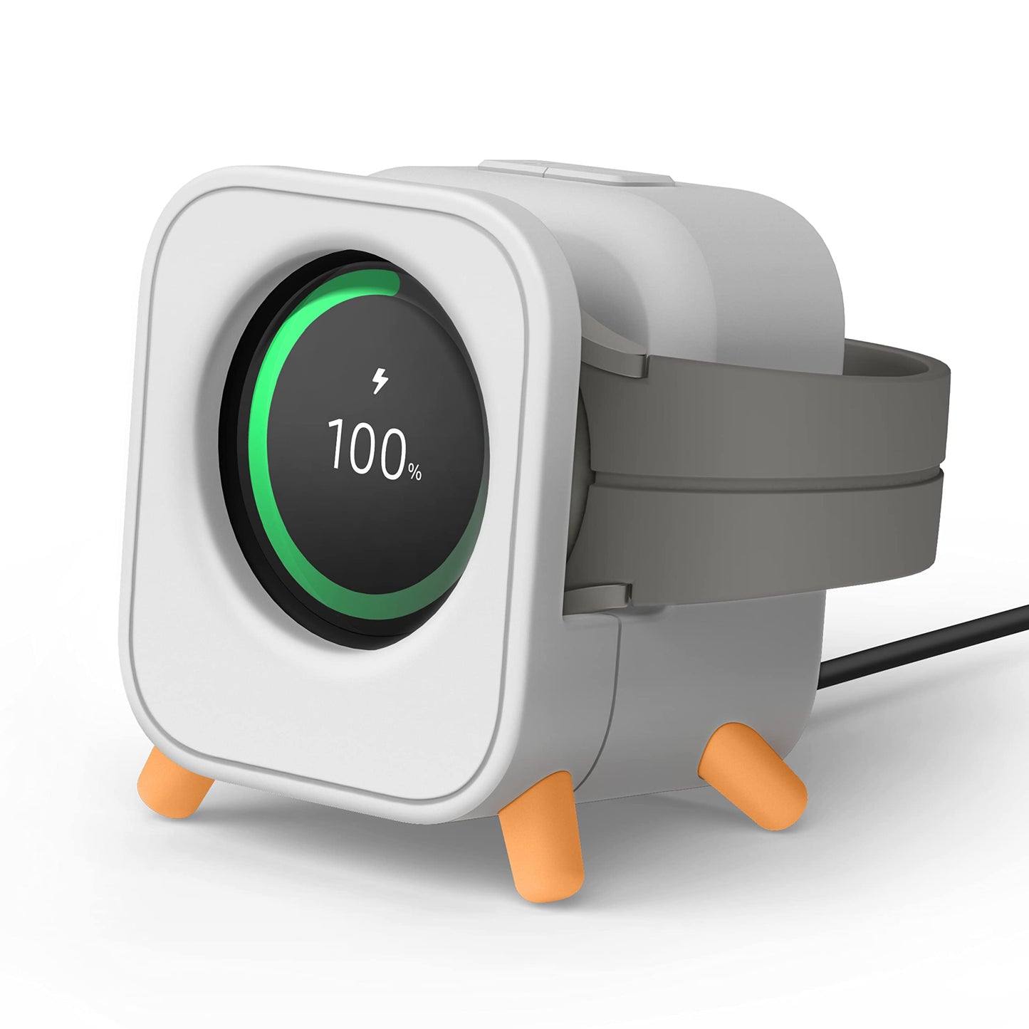 elago GWT5 Soporte de Carga Compatible con Samsung Galaxy Watch 8/8 Classic,7/Ultra,6/6 Classic,5/5 Pro [40/43/44/45/47mm], Diseño de Altavoz Clásico, Modo Nocturno [Cable No Incluido] (Gris Claro)
