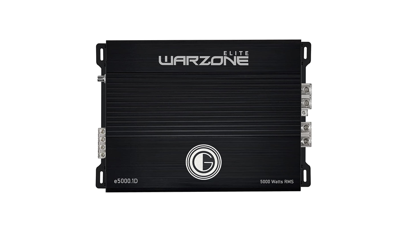Gravity Audio E5000.1D Warzone 5000W True RMS Amplificador de coche clase D Amp 1/2/4 Ohm estable con subcontrol remoto con paquete de garantía de reemplazo completo de 1 año