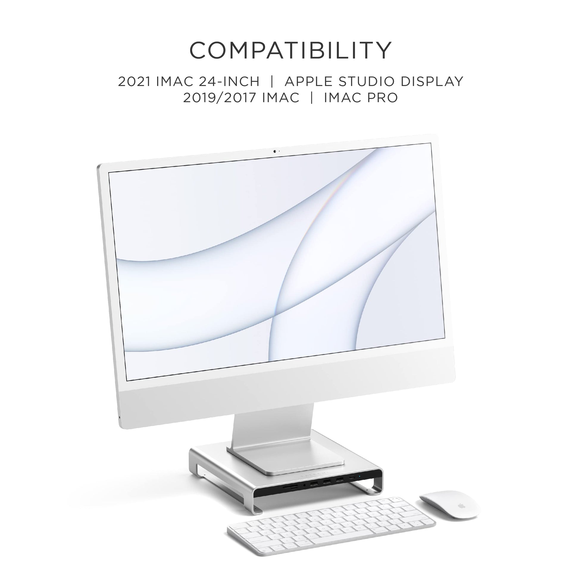 Soporte de Aluminio SATECHI Plata con Conectividad Tipo-C para Apple Studio Display e iMac