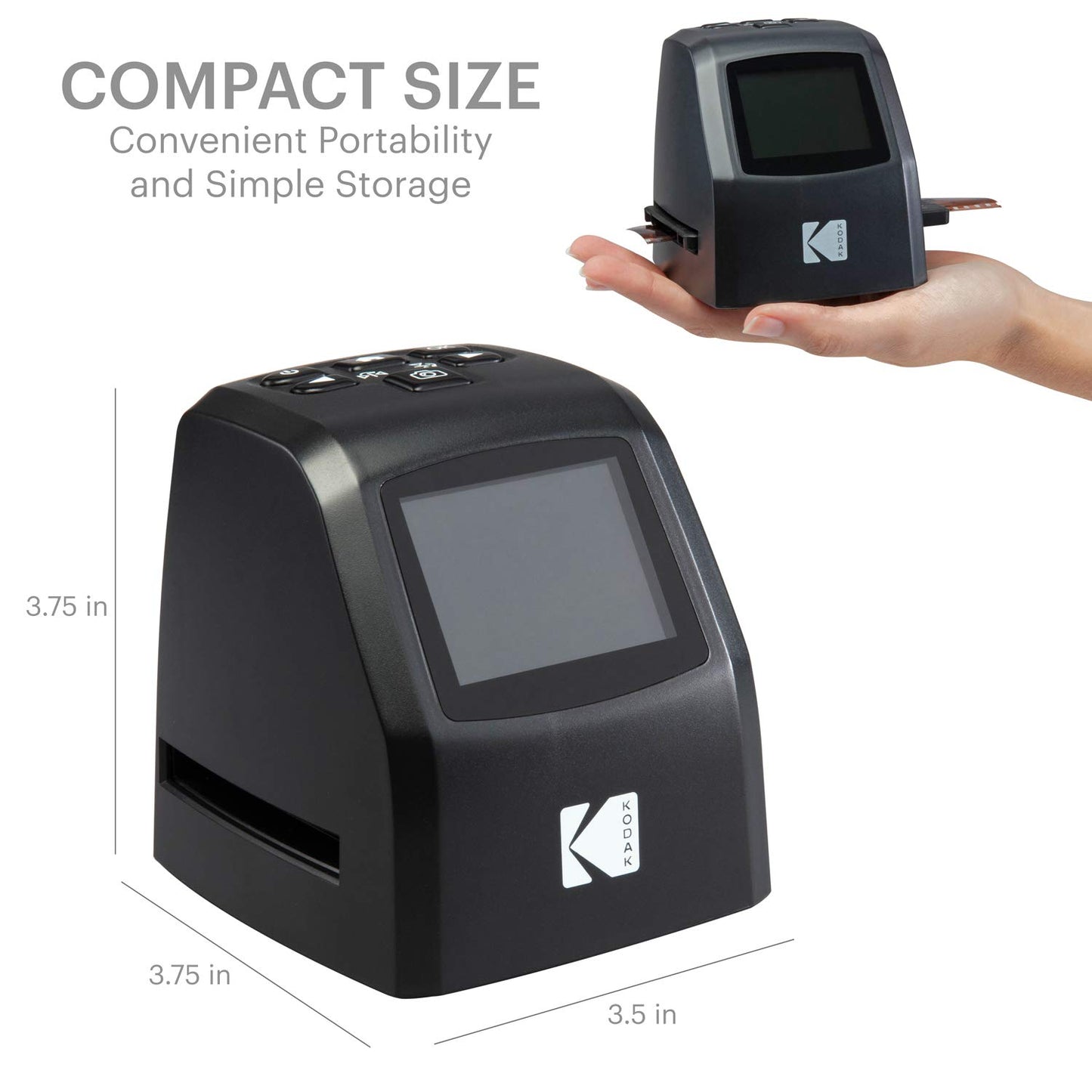 Kodak Mini escáner Digital de película y Diapositivas – Convierte 35 mm, 126, 110, Super 8 y 8 mm Negativos de película y Diapositivas a 22 megapíxeles imágenes JPEG – Incluye – Pantalla LCD 2.4 –