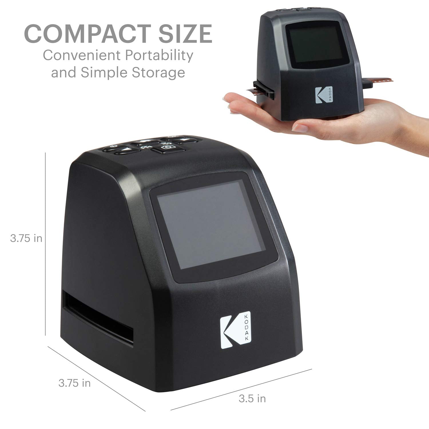 Kodak Mini escáner Digital de película y Diapositivas – Convierte 35 mm, 126, 110, Super 8 y 8 mm Negativos de película y Diapositivas a 22 megapíxeles imágenes JPEG – Incluye – Pantalla LCD 2.4 –