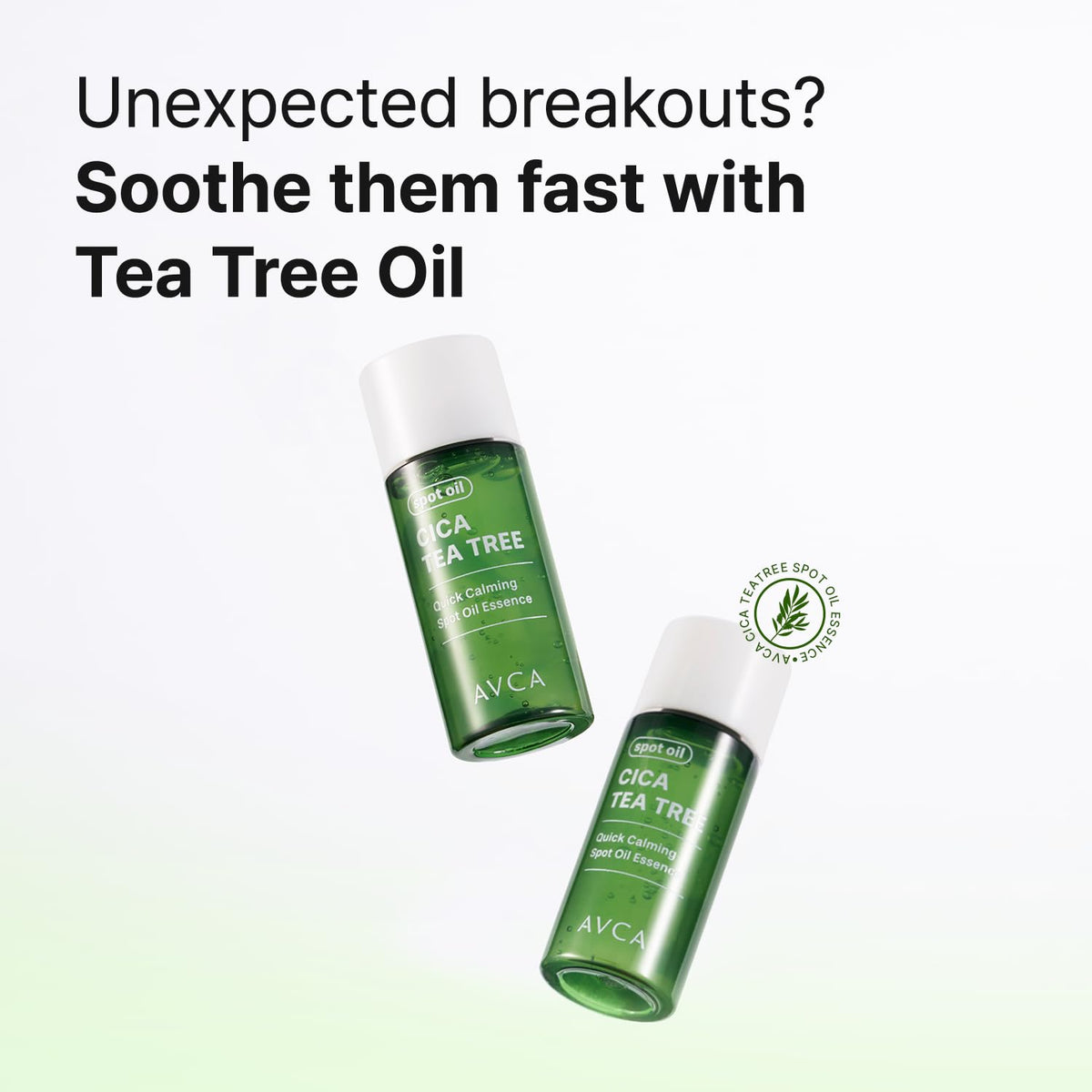 AVCA Aceite facial calmante rápido con centella asiática y árbol de té — Cuidado calmante para imperfecciones, aceite de centella asiática y árbol de té con 4-terpineol, ligero, específico para EE. UU