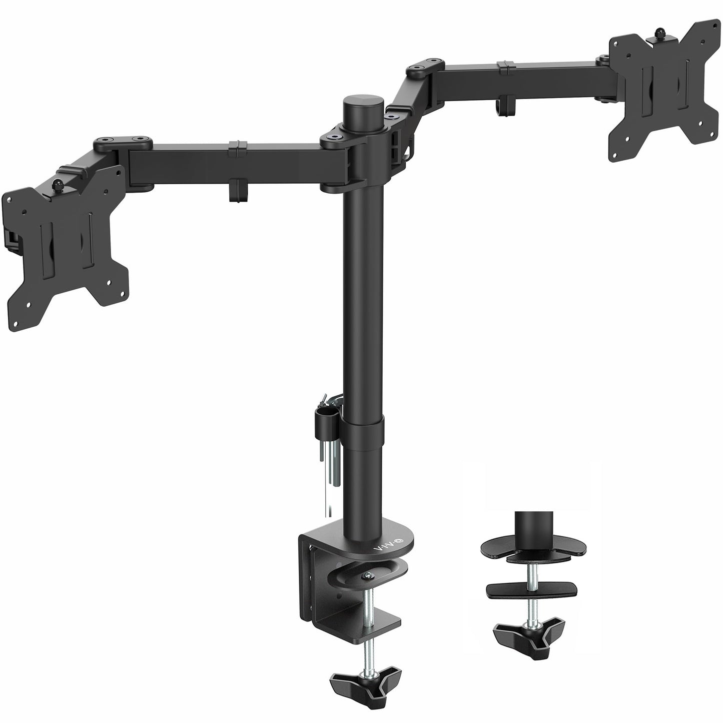 Soporte de Montaje de Escritorio VIVO Negro para Monitor Dual de Movimiento Completo VESA