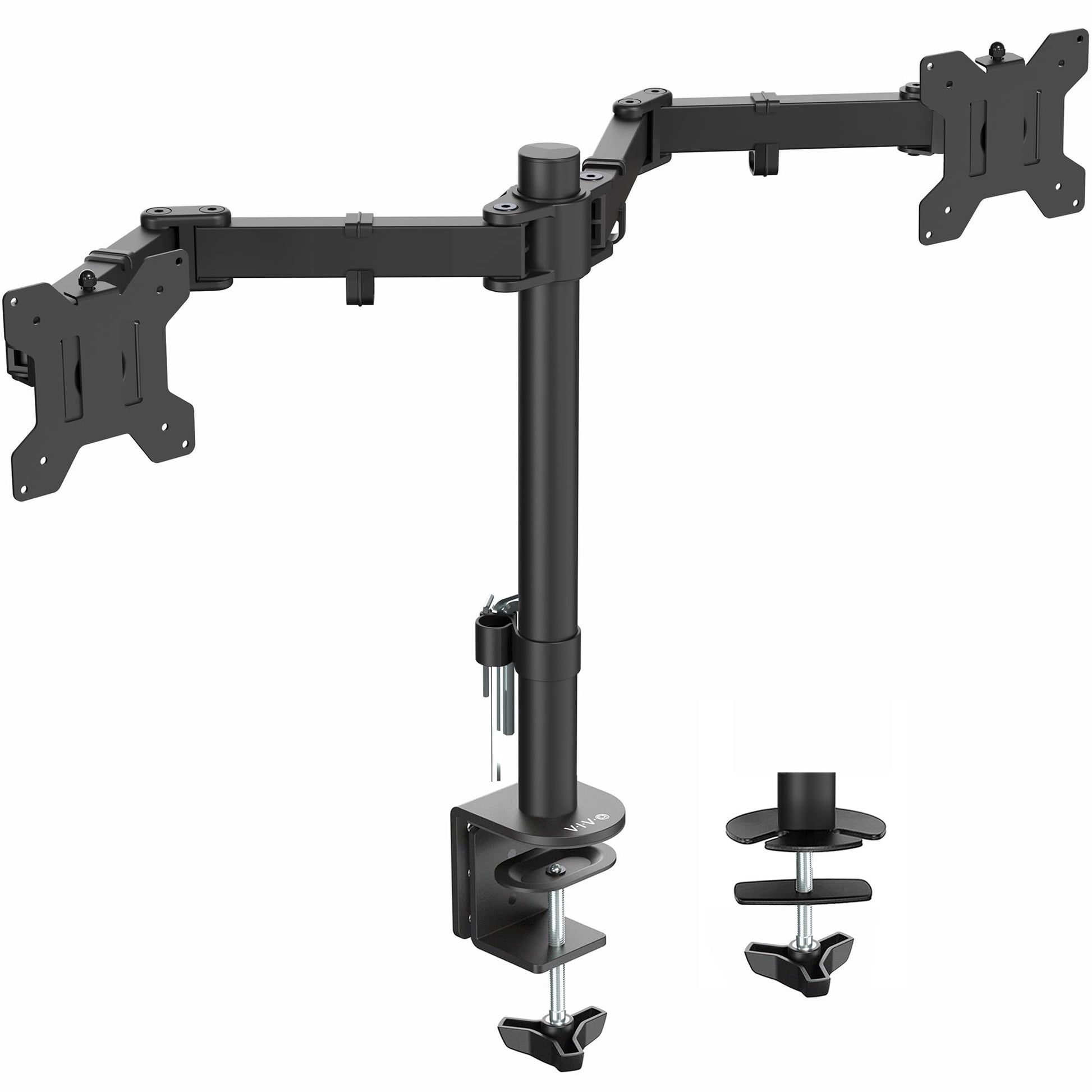 Soporte de Montaje de Escritorio VIVO Negro para Monitor Dual de Movimiento Completo VESA