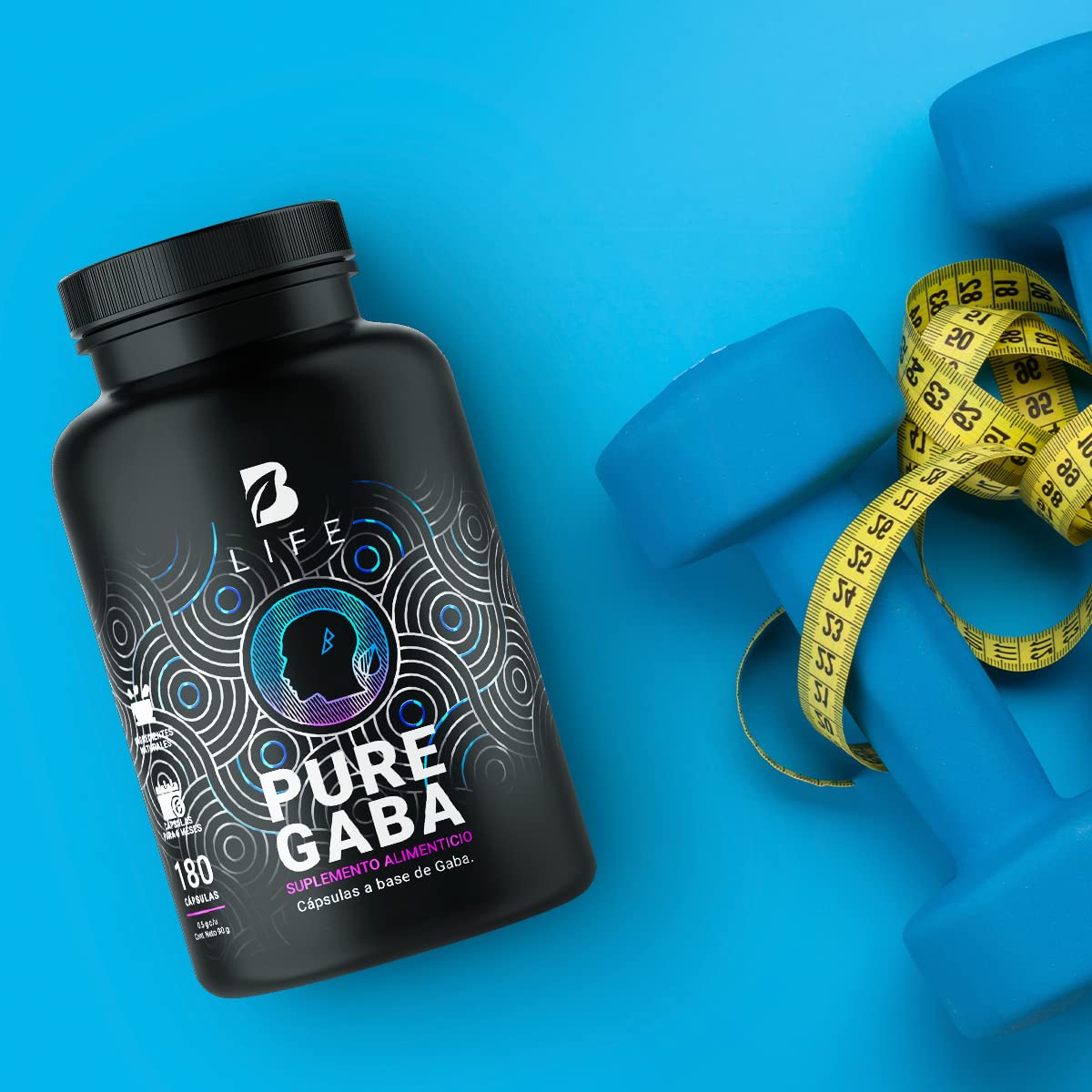 Gaba 500mg de 180 Cápsulas. Ingredientes naturales: Ácido Gamma Aminobutírico. Pure Gaba B Life.