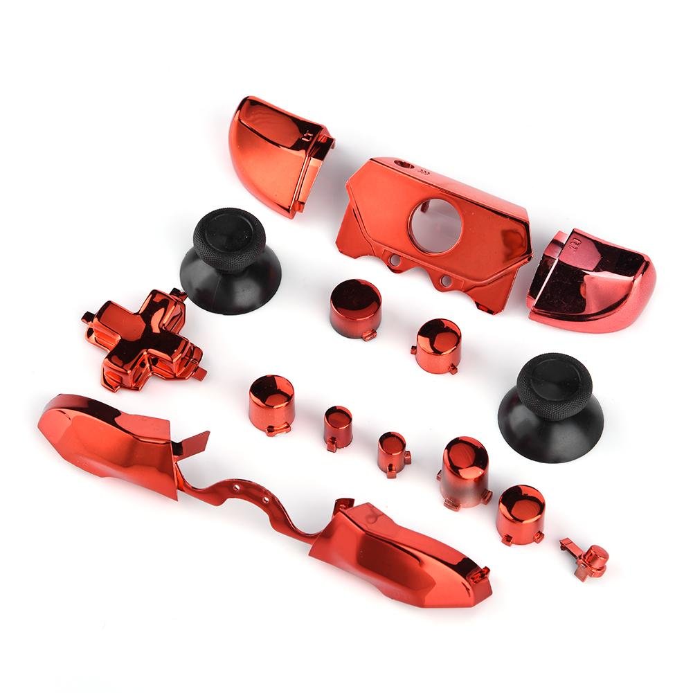 Conjunto Completo De Botones para One, Thumbsticks Botones Abxy Activadores Dpad Full Button Sets Kits Mod para One Controller(Rojo)