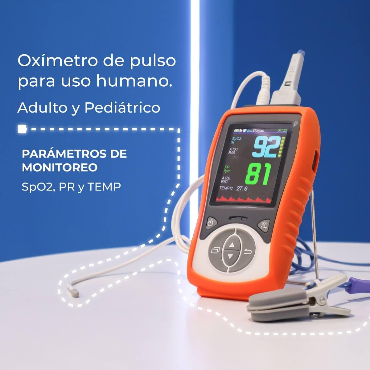 Oxímetro de Pulso Xignal U-Kiss Palm Xignal 3 Parámetros con Sensor Adulto para Uso Humano