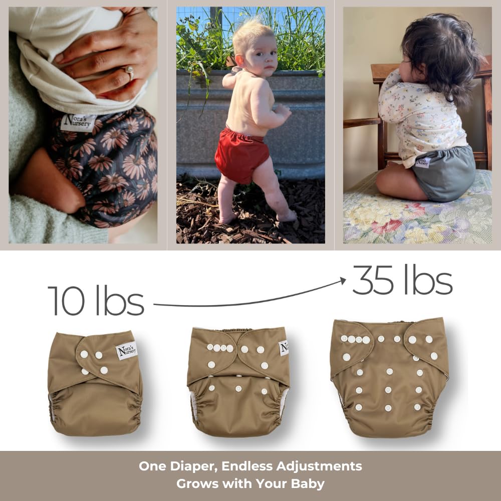 Nora's Nursery - Pañales de tela ajustables AWJ | Paquete de 7 | Impermeable