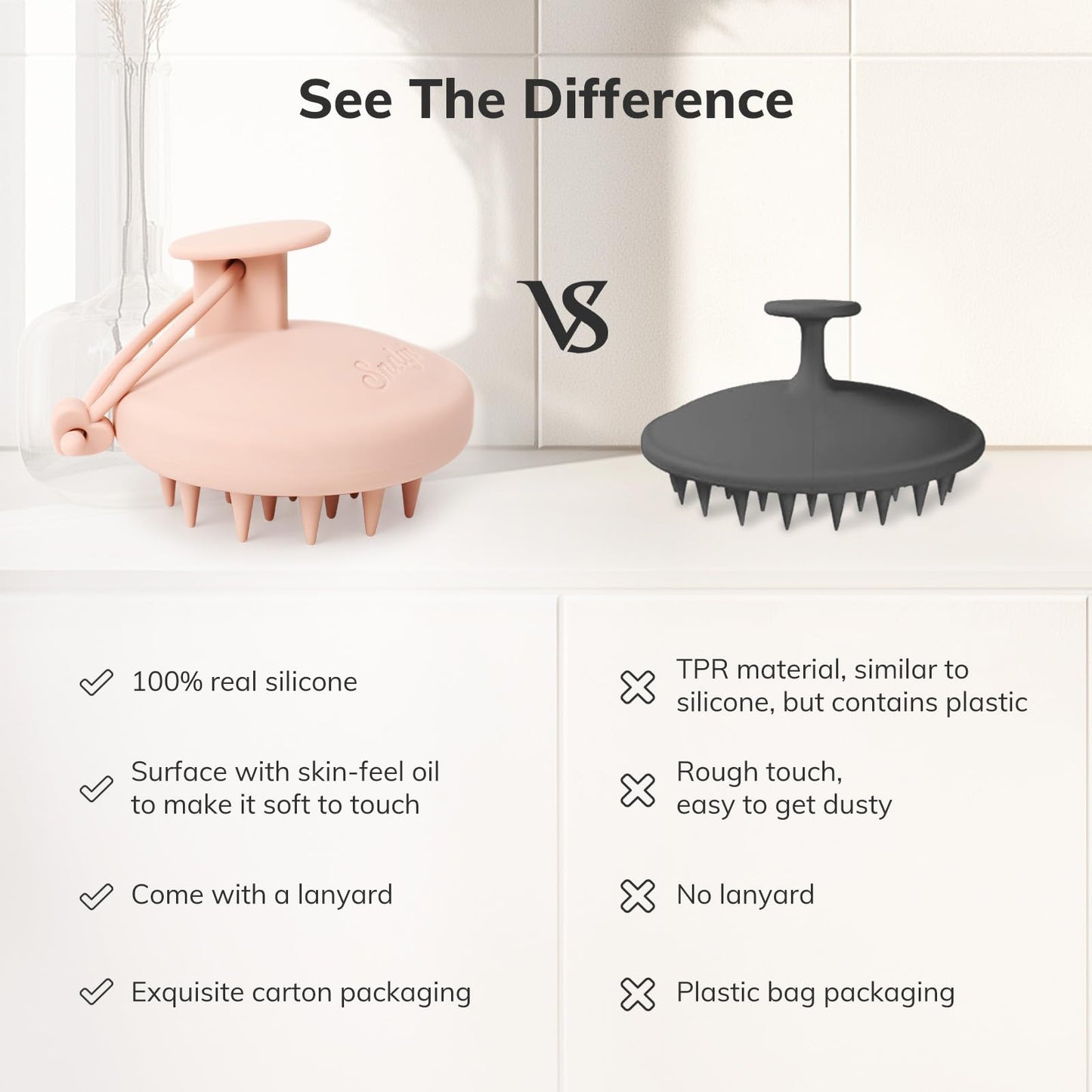 Sndyi Cepillo Champú Masajeador del Cuero Cabelludo de Silicona, Cepillo Exfoliante del Cuero Cabelludo para la Eliminación de la Caspa, Cepillo para el Crecimiento del Cabello (Rosado)