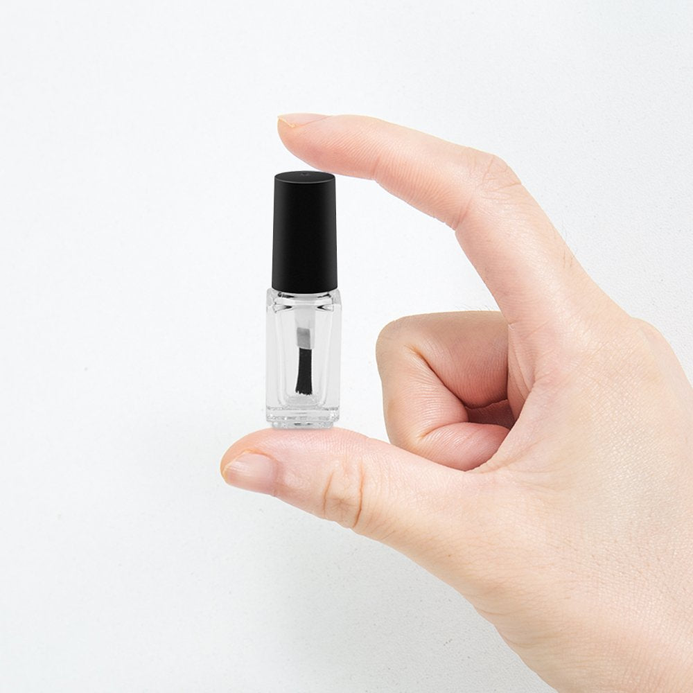 GTHER - 6 botellas de vidrio de esmalte de uñas vacías de 5 ml con tapa de cepillo para polvo, embudo y bolas de mezcla para arte de uñas