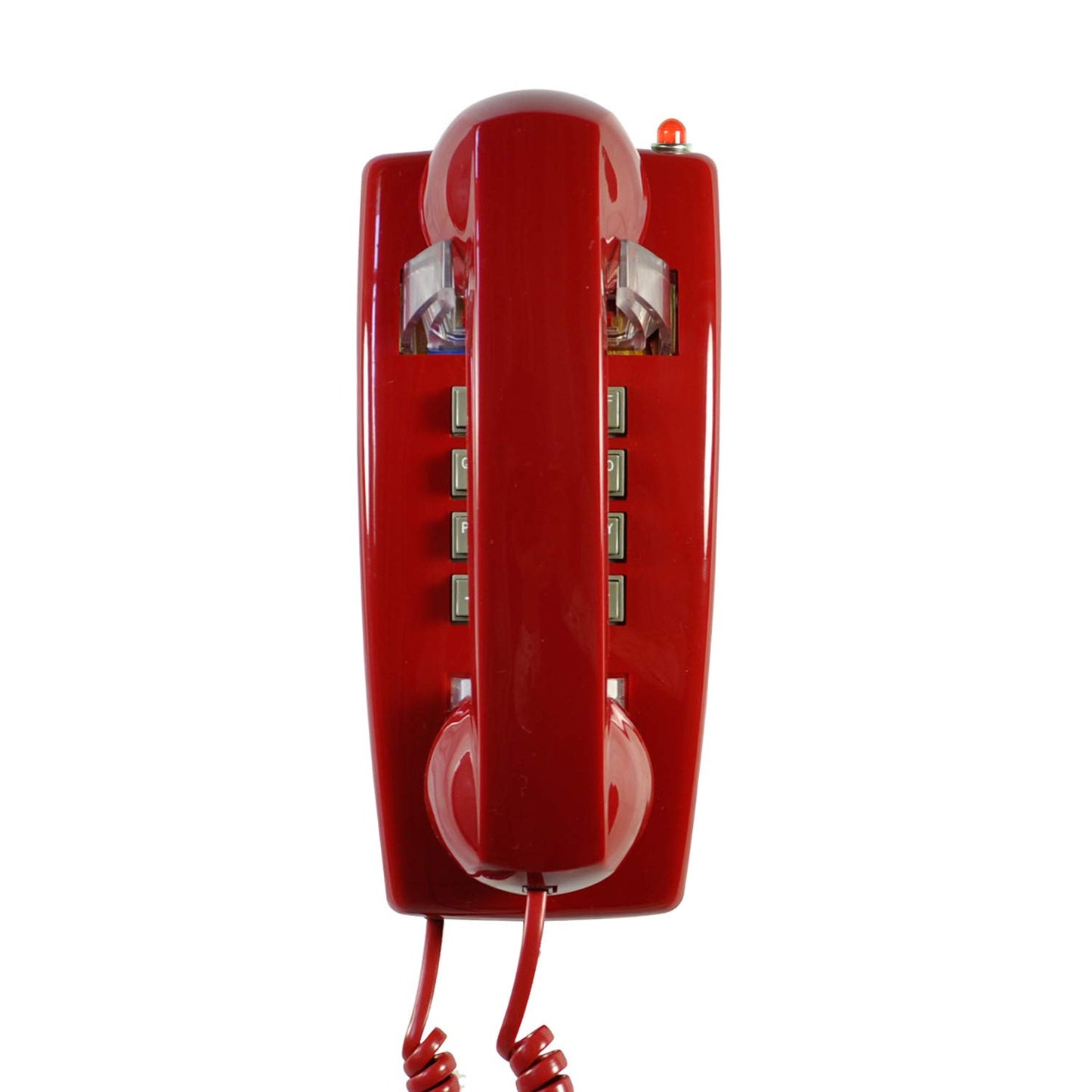 TelPal - Teléfono de pared rojo, analógico con cable montado en la pared con campana tradicional fuerte, soporte de pared para teléfonos fijos clásicos con control de volumen del auricular, requiere