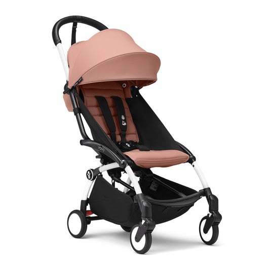 Carriola Stokke YOYO3 a partir de 6 meses - Incluye chasis blanco/cojín de asiento Ginger + dosel - Se pliega y despliega en un instante - Ligera y compacta - Compatible con equipaje de mano