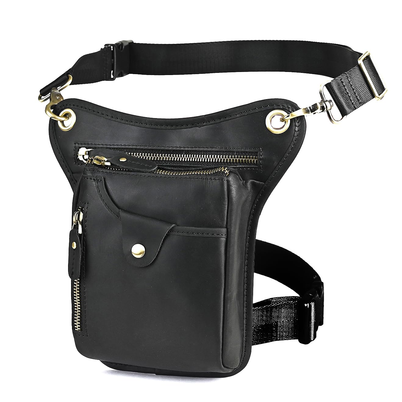 Le'aokuu - Bolsa de piel auténtica para hombre, para deportes al aire última intervensión, con cintura y cadera, bandolera para hombro, pierna caída, bolsa de muslo para mujer (211-5 0 café oscuro),