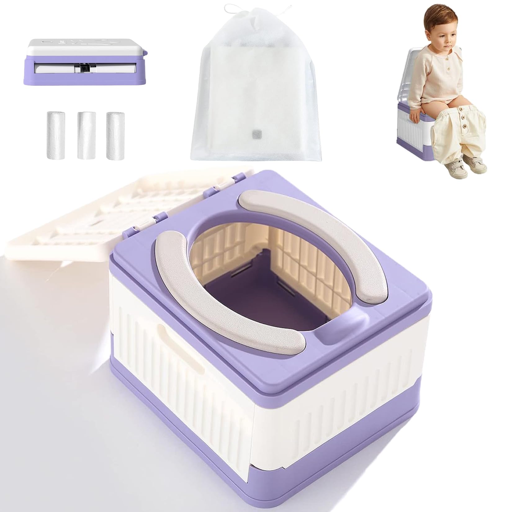 Orinal Portátil Plegable Para Niños Baño Viajero Púrpura