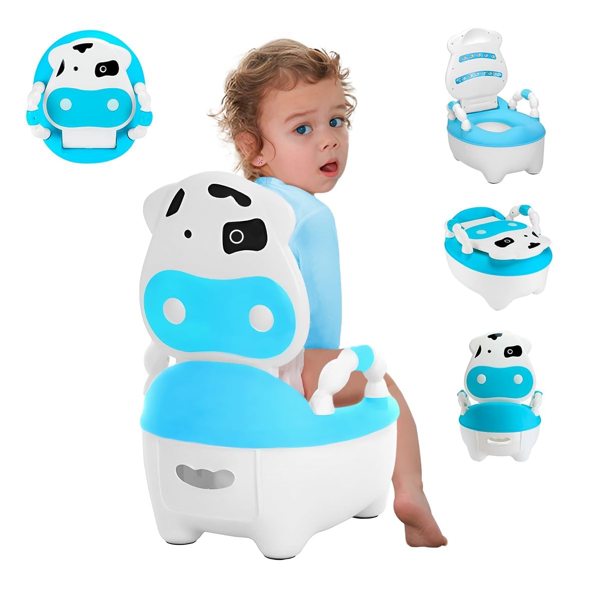 Baño de Entrenamiento Raganet Azul con Asiento Acolchonado y Recargaderas para Bebés en Etapa de Desarrollo