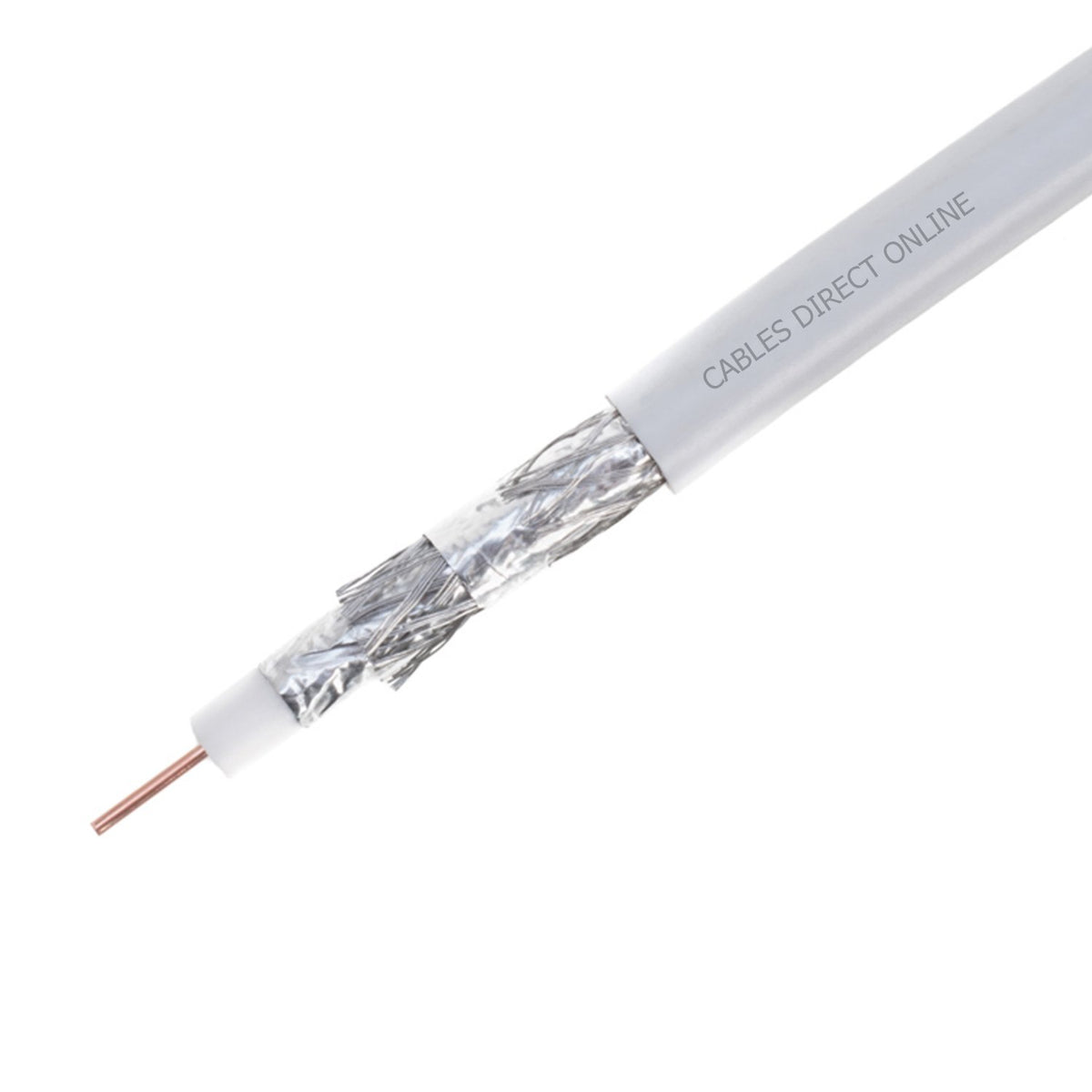 Cable Coaxial RG6 Quad Cables Direct Online Blanco 500 Pies Conductor de Acero Cobre 18 AWG para Televisión por Satélite