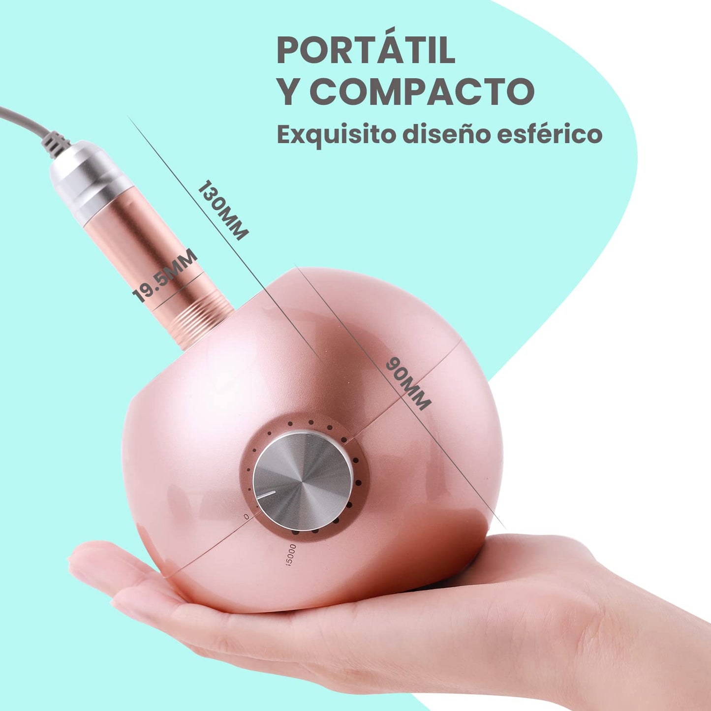 Delanie Drill para Uñas Profesional 35000 RPM con Cable, Taladro Eléctrico para Uñas Acrílicas y de Gel, Máquina de Manicura y Pedicura para Salón, Oro Rosa (Con Cable, No Recargable)