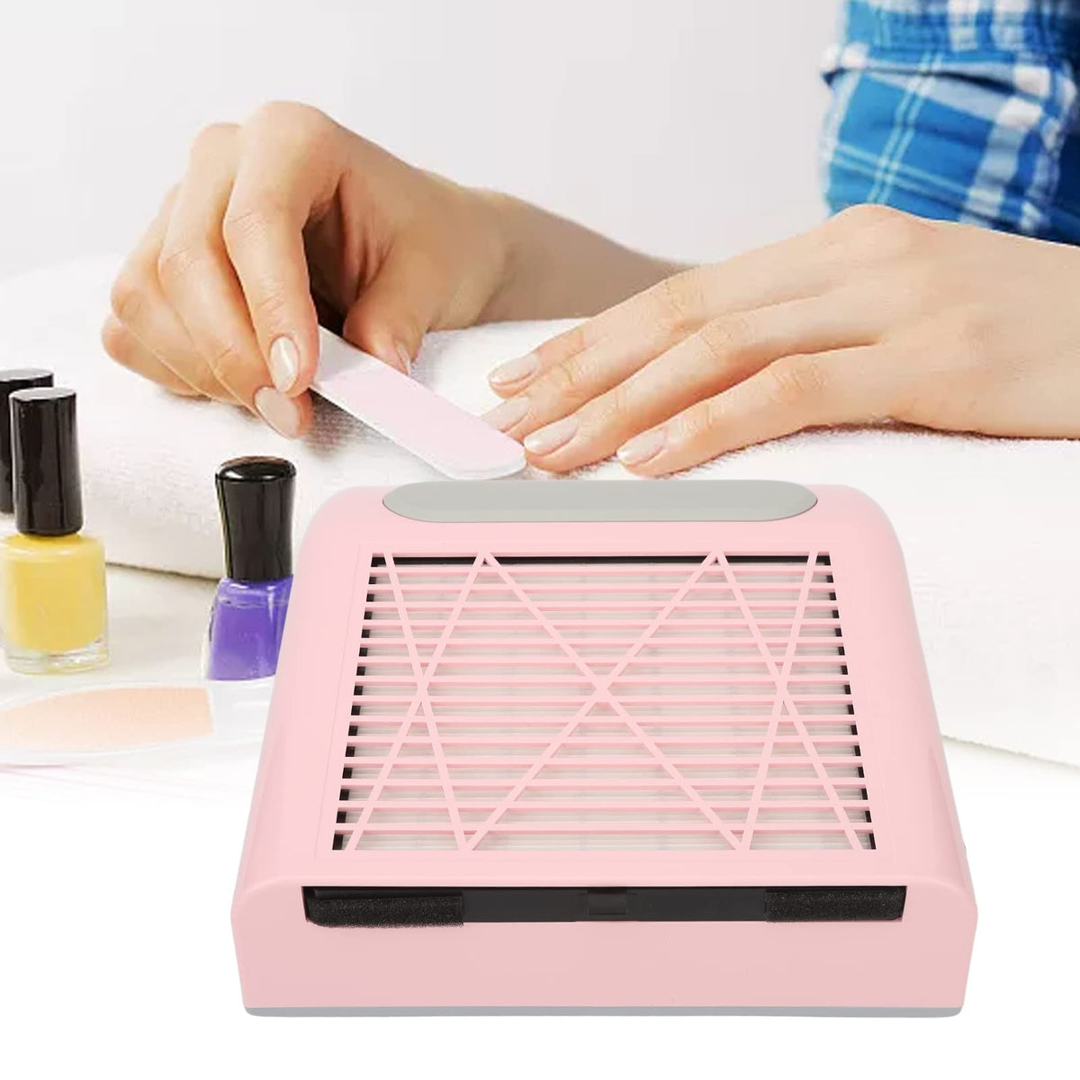 Colector de Polvo Fockety Rosa con Potente Ventilador de Vacío de 80 W y Filtro Reutilizable para Uñas Acrílicas