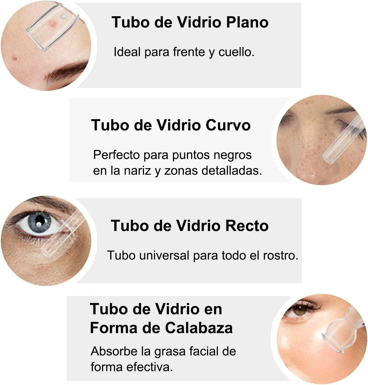 Herramientas de limpieza de cara Blackhead Remover Round Tube Flat Tube Gourd Tube Accessories For Blackhead Removal Device Elitzia ETGT3