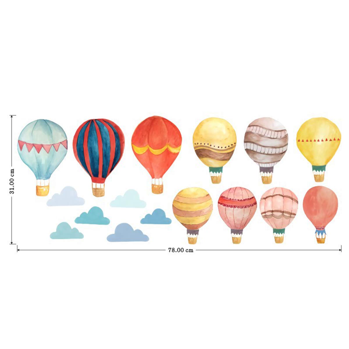 Bamsod - Adhesivos Decorativos para Pared, diseño de Globo de Aire Caliente y Nubes sonrientes