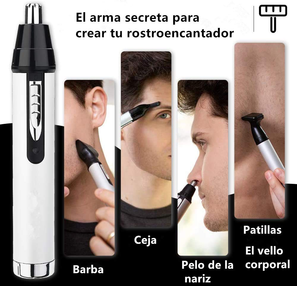 Cortapelos de Nariz, Juego del Recortadora Personal Impermeable de Acero Inoxidable 4 en 1, (Nariz, Orejas, Cejas y Bigote) Para Hombres y Mujeres