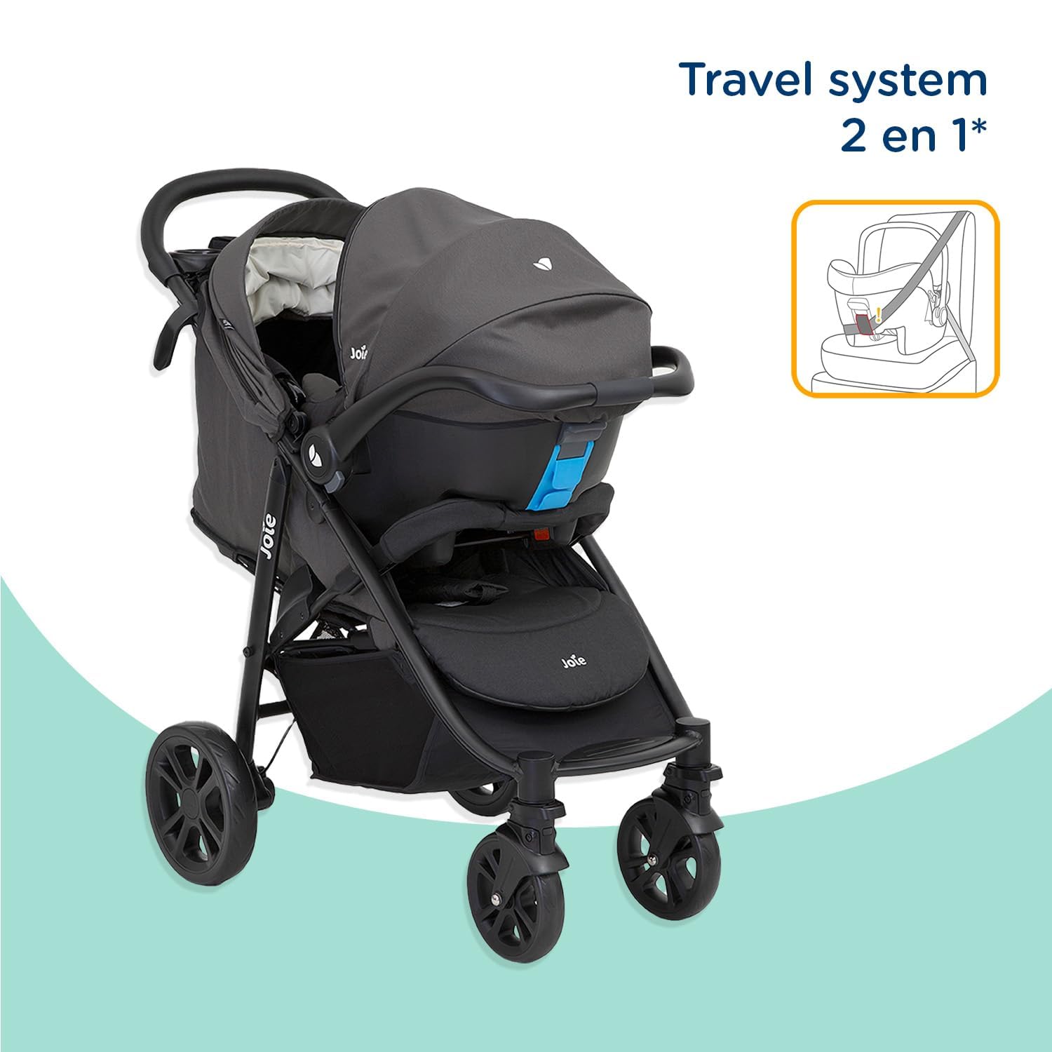 Joie Carriola para Bebe Litetrax 4, Carreolas de Viaje con Silla Portabebe, Carriolas para Bebe con Asiento Safety, Carreola Moderna para Bebe Plegable y Ergonomica