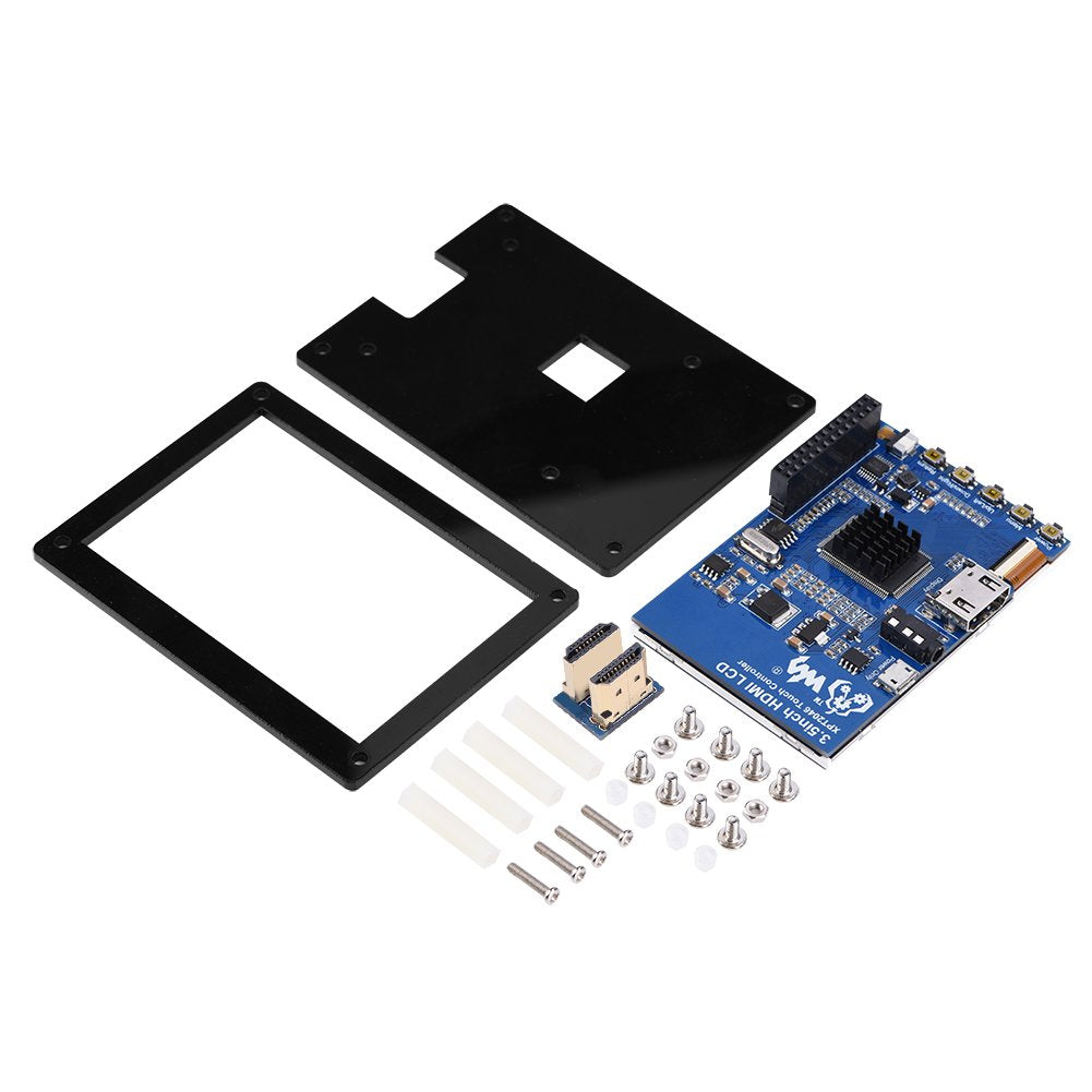 Tosuny 1080P IPS 60fps 3.5inch HDMI LCD Pantalla de Visualización con Caja Acrílico para Raspberry Pi