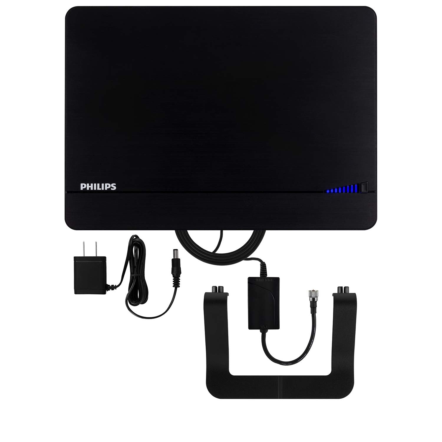 Philips Elite Channel Finder - Antena de TV para Interiores, Antena de Largo Alcance, Amplificador de señal Amplificador, Digital, HDTV, Compatible con Smart TV, 4K 1080P VHF UHF, 10 pies, coaxial